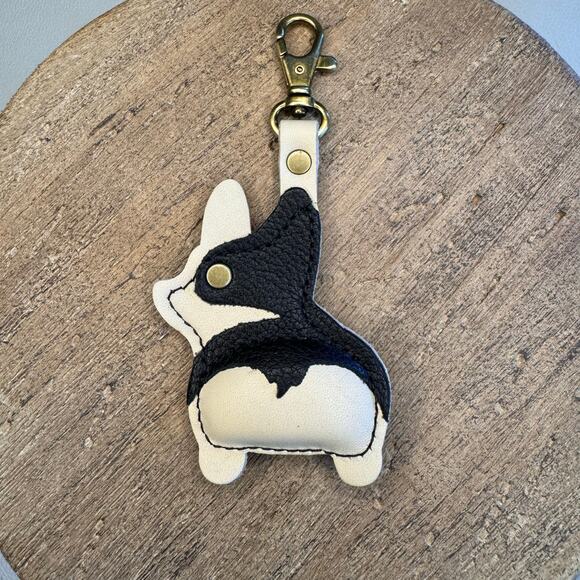 Portland Leather Dog Purse Charm FAST SHIP Chester Dog Keychain PEBBLED BLACK - Picture 3 of 4